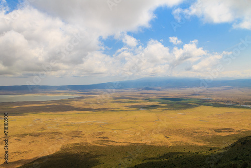 Aerial view of Ngorongoro crater national park in Tanzania