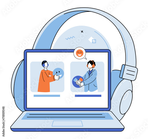 Customer service. Vector illustration. Providing accurate answers is fundamental aspect customer service Technology plays vital role in delivering efficient customer service The internet facilitates