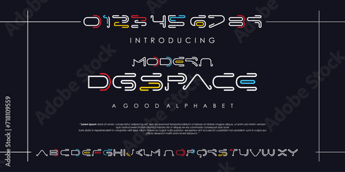 Modern abstract digital alphabet font. Minimal technology typography, Creative urban sport fashion futuristic logo design. vector illustration