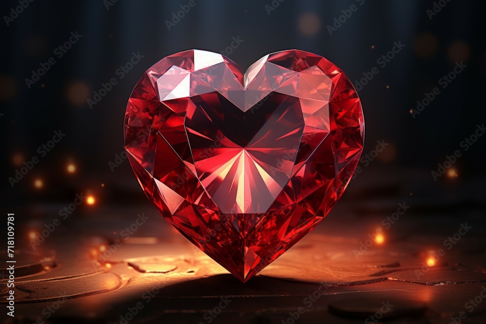 Heart shaped gemstone. Background with selective focus and copy space Heart shaped gemstone. Background with selective focus and copy space