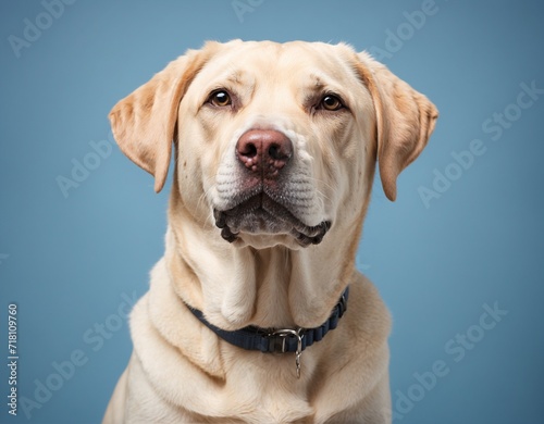 Labrador Retriever Isolated on blue pastel background