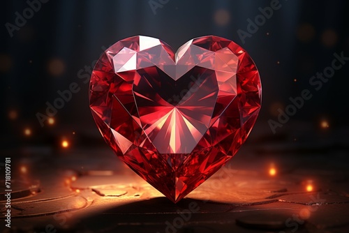 Heart shaped gemstone. Background with selective focus and copy space © top images