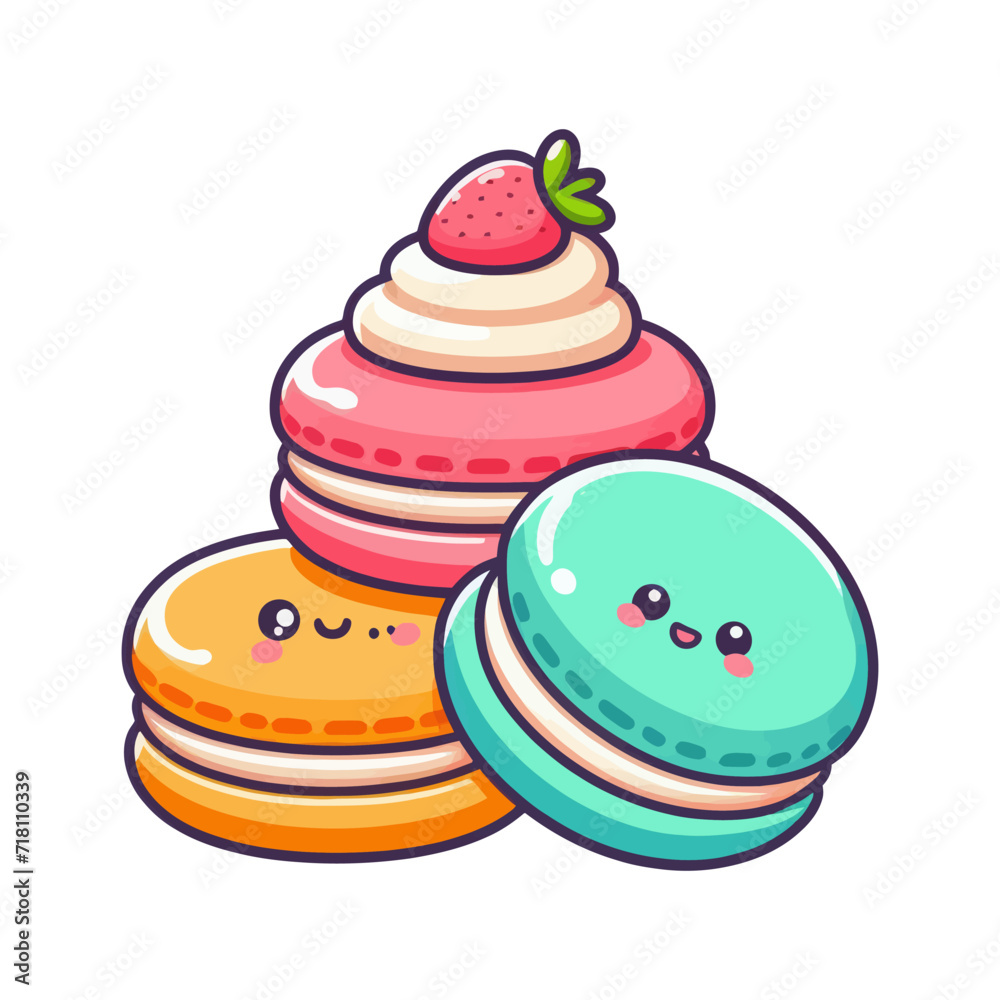 Cartoon macaroons isolated on a white background. Vector illustration Cartoon macaroons isolated on a white background. Vector illustration
