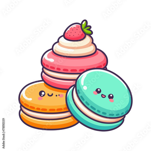 Cartoon macaroons isolated on a white background. Vector illustration