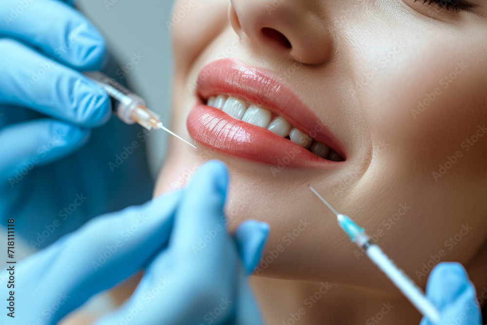 Beauty injection concept. Background with selective focus and copy space Beauty injection concept. Background with selective focus and copy space