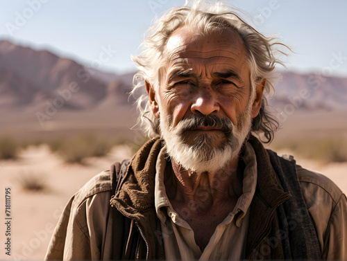velho viajante solitário percorrendo o vasto deserto
