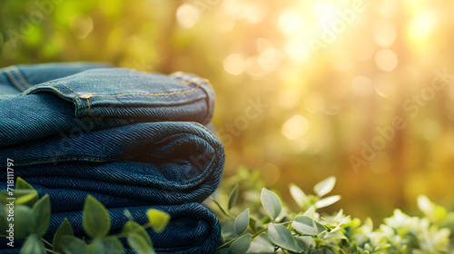  Biodegradable stretch denim using its plant-based technology. Reduce jeans waste, copy space