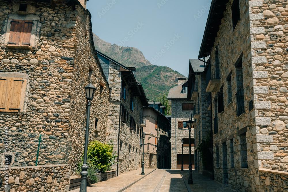 Village of Benasque in the mountains of the Pyrenees, spain - sep 2th 2023