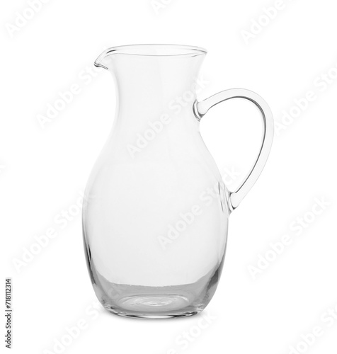 One empty glass jug isolated on white