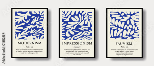 Bild auf Leinwand Abstract groovy botanical poster in modern trendy minimalist style