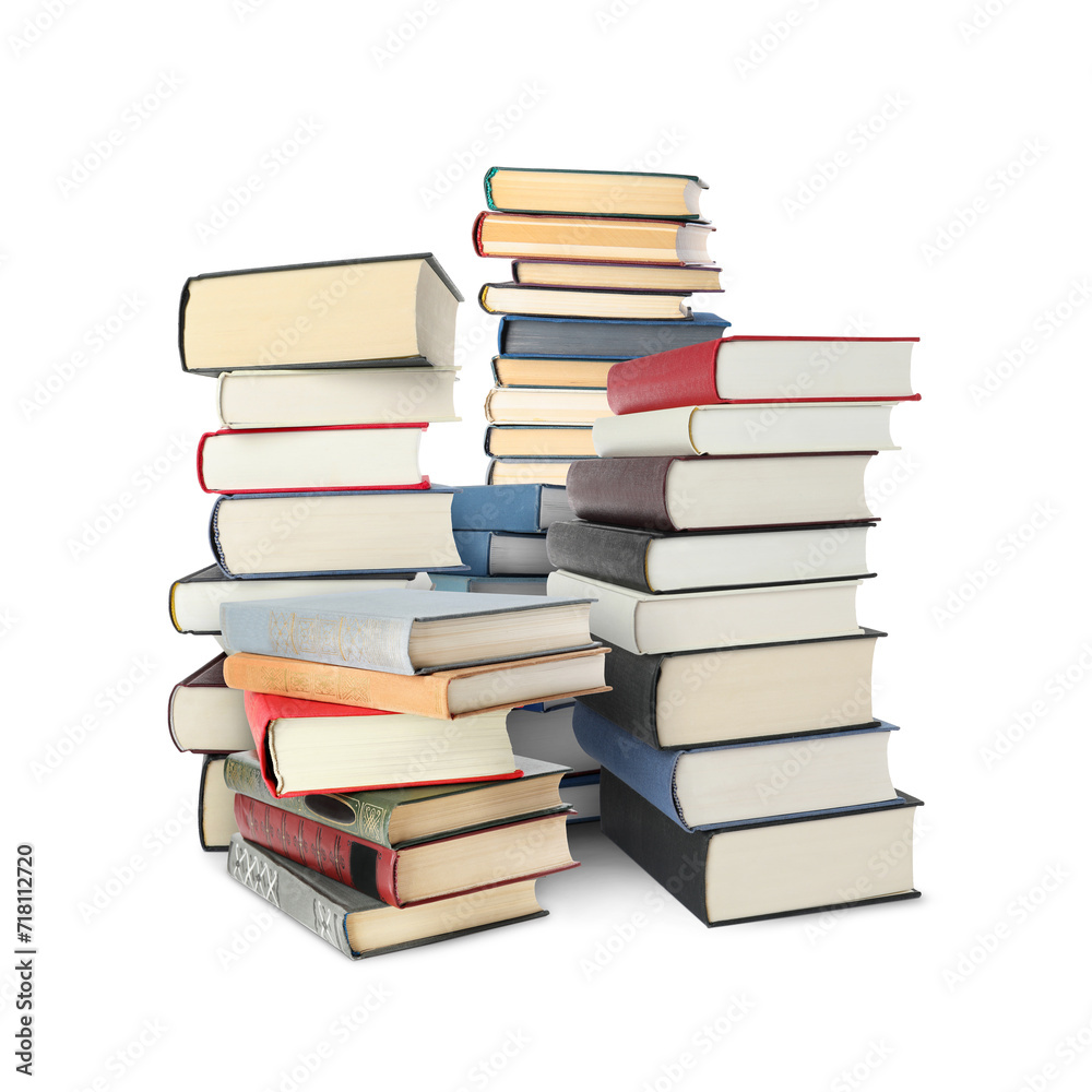 Stacks of different books isolated on white Stacks of different books isolated on white