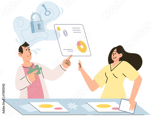 Psychoanalysis vector illustration. Individuality and personal experiences are central to concept psychoanalysis Identity and character development are important aspects mental health and personal