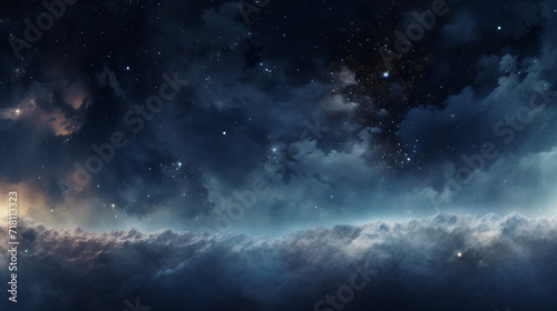 In the expansive canvas of the background, the sky unfolds its vast beauty, merging hues of blue and gold as it stretches into the space beyond. A tranquil expanse, this celestial panorama captivates.