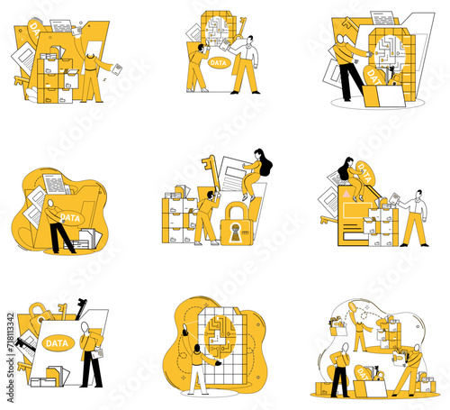 Data management vector illustration. Accounting finds clarity through lens analytics, ensuring precision in records Managing data is art orchestrating symphony information Data analytics breathes life
