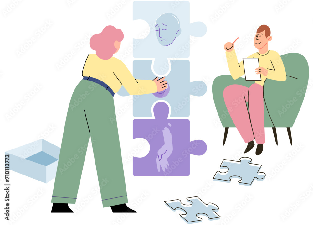 Psychoanalysis vector illustration. Psychoanalysis delves into depths persons mind, unraveling complexities in their psyche Consultation with mental health professionals offers guidance and support