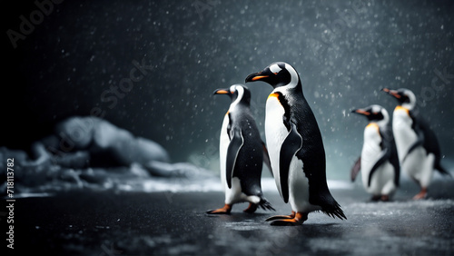 Pinguini- Eleganza su Sfondo Nero