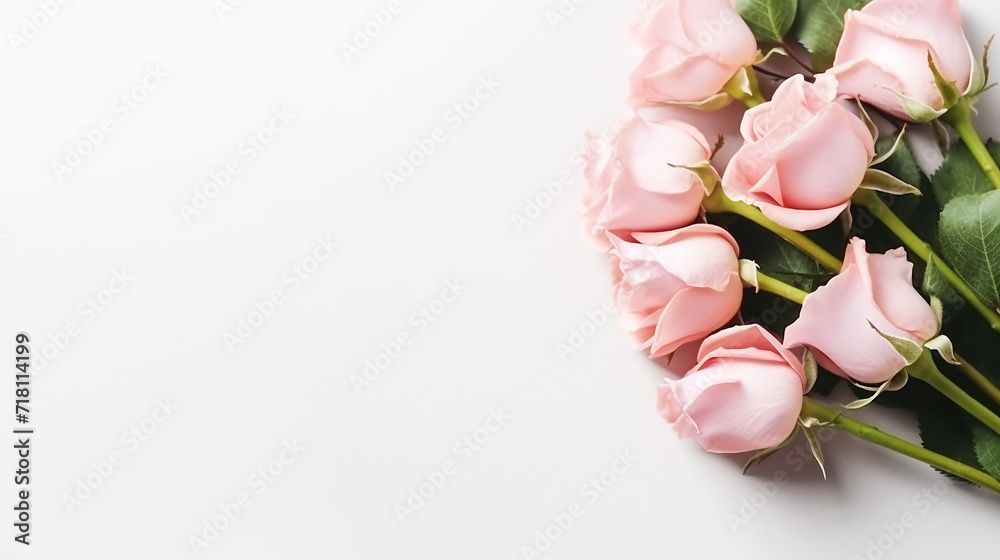 Pink roses flowers isolated on white background