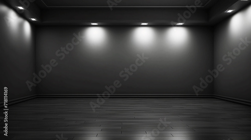 Empty black room with black wall background © Inlovehem