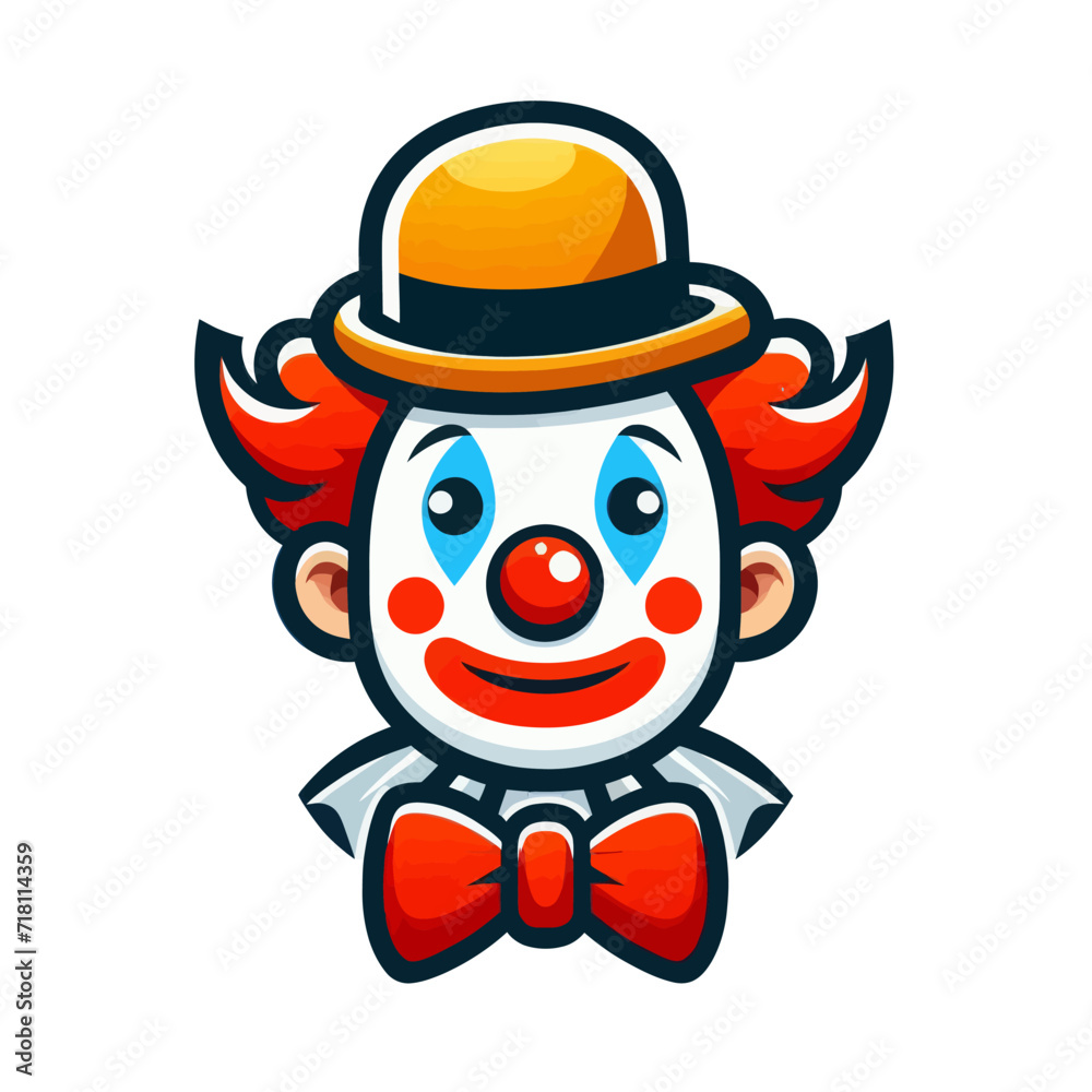 Naklejka premium Cartoon clown icon. Vector illustration