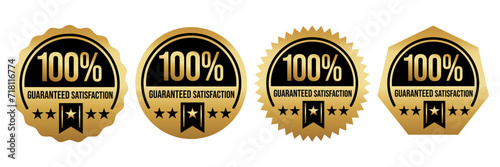 100% Satisfaction Guaranteed or 100% Satisfaction Label Vector Isolated in Flat Style. Best 100% Satisfaction Guaranteed Label Vector for product packaging. Elegant 100% Satisfaction Label Vector.