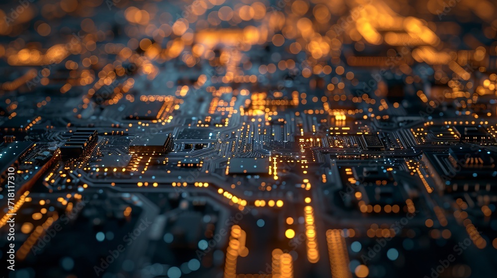 Technological Background with Interplay of Light and Shadow on Chip Circuit Board Technological Background with Interplay of Light and Shadow on Chip Circuit Board