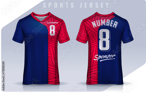 t-shirt sport design template, Soccer jersey mockup for football club. uniform front and back view.	
