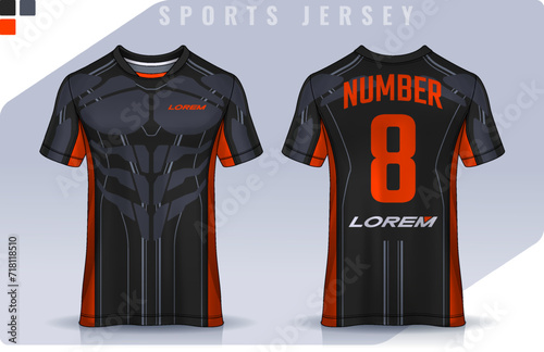 t-shirt sport design template, Soccer jersey mockup for football club. uniform front and back view.	