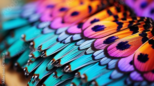 Vibrant butterfly wings showcasing delicate patterns and vivid hues in natural light. © Andrei