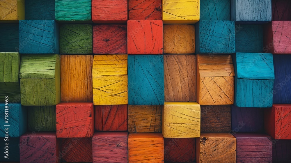 Symmetrical Wooden Blocks Background Symmetrical Wooden Blocks Background