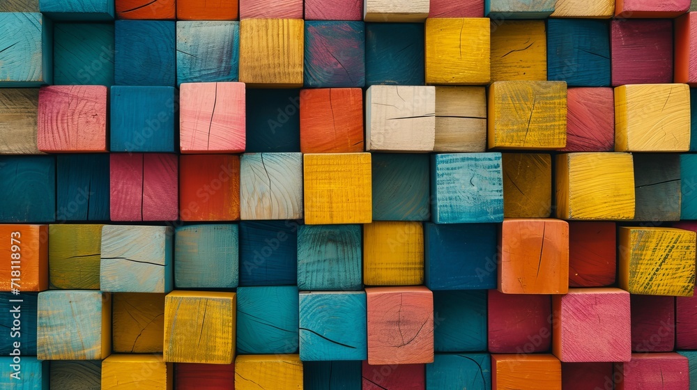 Symmetrical Wooden Blocks Background
