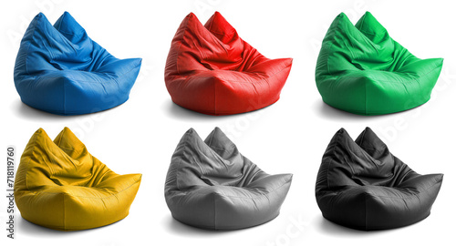 Collection set of bean bags isolated on transparent or white background, png  photo