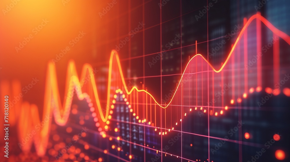 Abstract Sales Graph with Ascending Bars and Curves Abstract Sales Graph with Ascending Bars and Curves