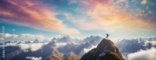 Man is achieved his aim | person jumping on mountain top | Achievement | Goal | Achieve Goal