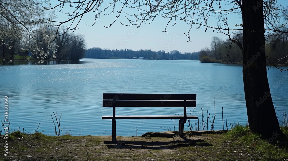 you sit by the lake in the spring and enjoy nature