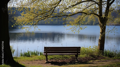 you sit by the lake in the spring with your eyes closed and enjoy nature life