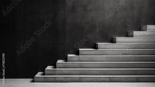 Stairs on black wall background