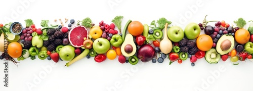 rows of fresh fruit and vegetables in various colors. generative AI © original logo