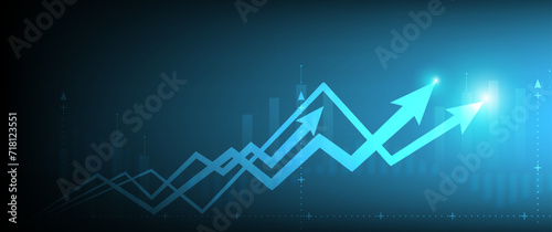 Stock market investment trading graph in graphic concept suitable for financial investment or Economic trends business idea on blue background. Vector illustration design.	
