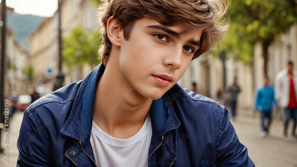 young boy with hair style portrait , teen boy style concept , fashion, style and people concept young boy with hair style portrait , teen boy style concept , fashion, style and people concept
