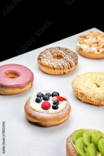 fruity and delicious doughnut isolated on white background