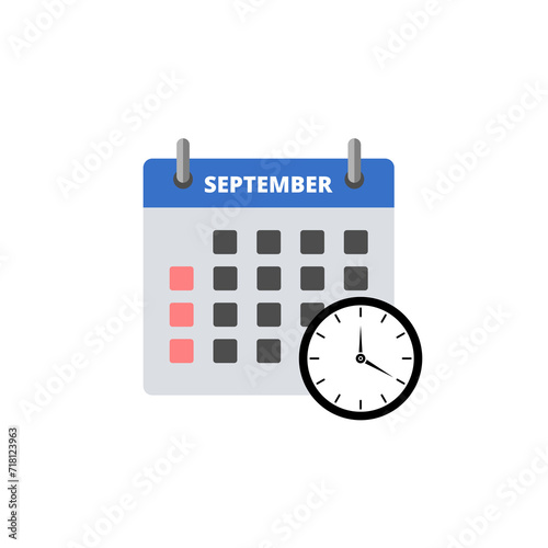 Calendar September icon isolated on transparent background