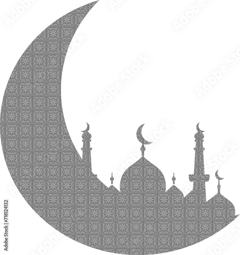 ramadan kareem with waning moon and islamic art
