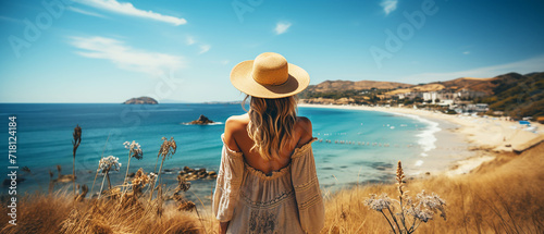 Woman wearing  hat with sea view background © Inlovehem