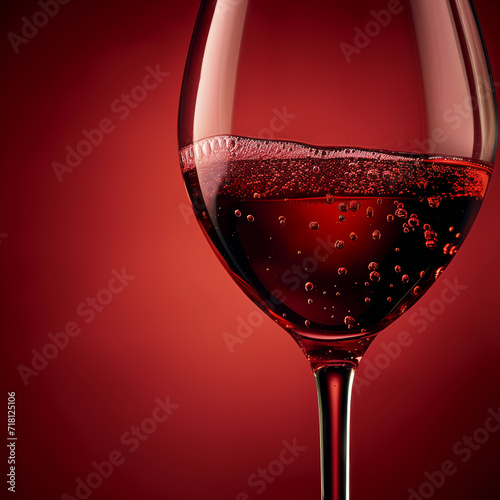 Ein einzelnes Glas Rotwein mit einer Eleganz und Tiefe photo