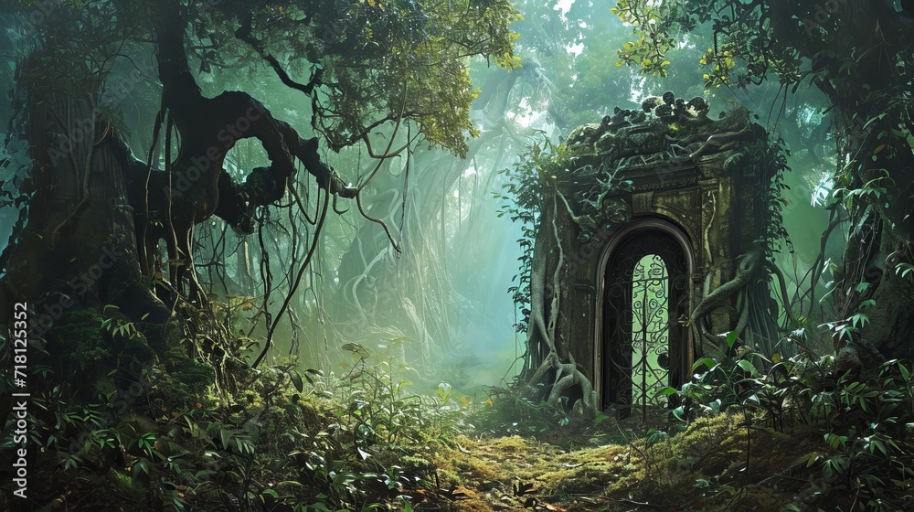 Mysterious Forest Doorway - An Enchanted Path Leading to a Magical ...