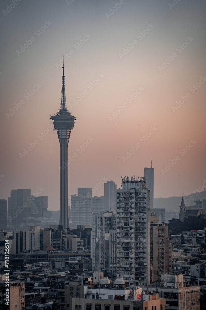 Naklejka premium Macau TV Tower at Sunset