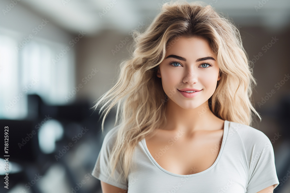 Beautiful woman in the gym close-up Beautiful woman in the gym close-up