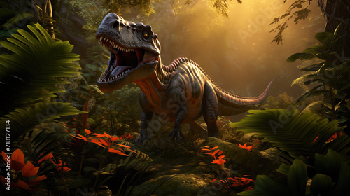 an epic gaming inspired velociraptor image in the jungle © Sternfahrer