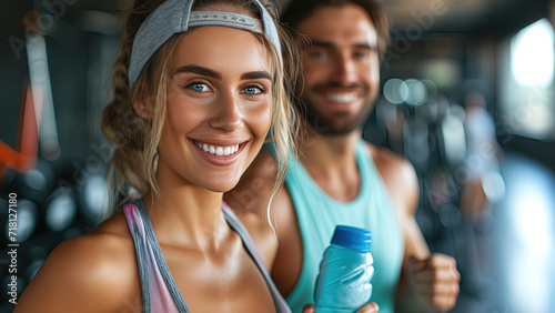 Fit Together Happy Athletic Couple Embracing Post-Workout Triumph