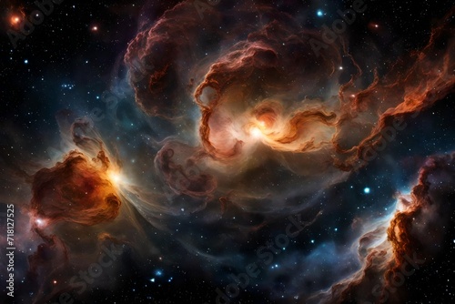 Wavy interstellar nebulae forming in the cosmos © ryuu